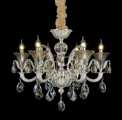 Đèn chùm cổ điển nhôm màu bạc nhám, 6 bóng, Ø70 cm