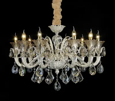 Đèn chùm cổ điển nhôm màu bạc nhám, 10 bóng, Ø95 cm