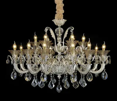 Đèn chùm cổ điển nhôm màu bạc nhám, 18 bóng, Ø115 cm