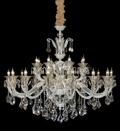 Đèn chùm cổ điển nhôm màu bạc nhám, 24 bóng, Ø148 cm