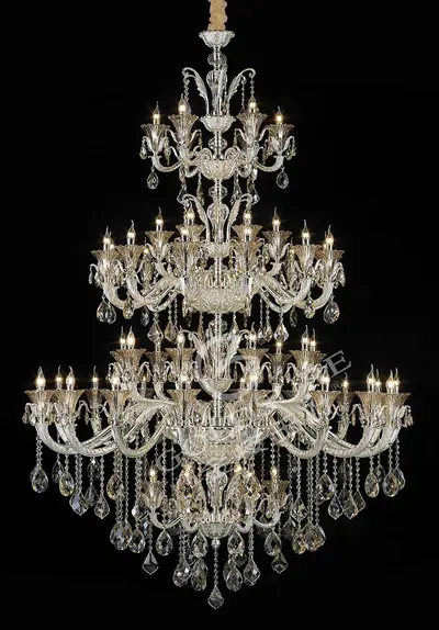 Đèn chùm cổ điển nhôm màu bạc nhám, 57 bóng, Ø170 cm
