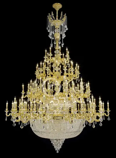 Đèn chùm cổ điển nhôm màu vàng quý tộc, Ø240 cm