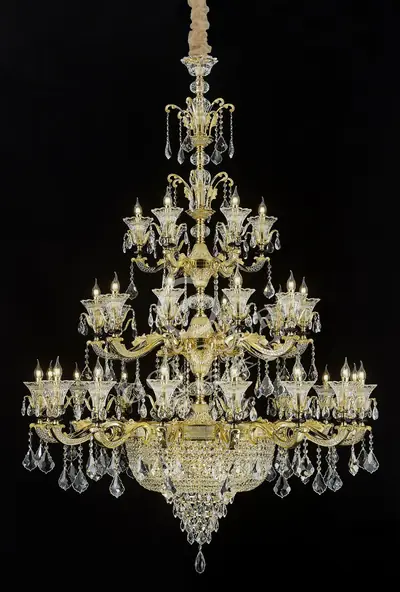 Đèn chùm cổ điển nhôm màu vàng quý tộc, 32 bóng, Ø150 cm