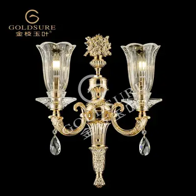 Đèn tường cổ điển nhôm màu vàng Hàn Quốc