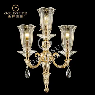 Đèn tường cổ điển nhôm màu vàng Hàn Quốc