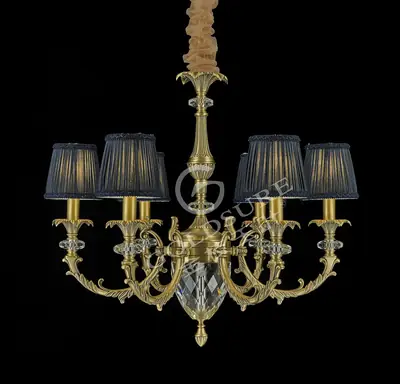 Đèn chùm cổ điển đồng màu đồng cổ kiểu Mỹ, 6 bóng, Ø61 cm