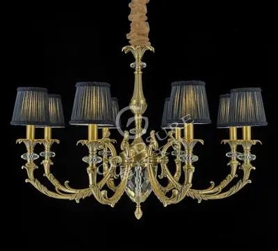 Đèn chùm cổ điển đồng màu đồng cổ kiểu Mỹ, 8 bóng, Ø80 cm