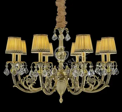 Đèn chùm cổ điển đồng màu đồng cổ kiểu Mỹ, 8 bóng, Ø82 cm