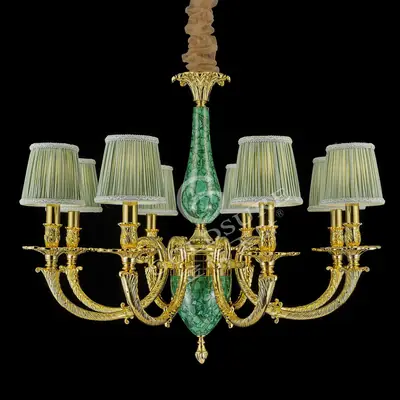 Đèn chùm cổ điển đồng màu vàng 24K, 8 bóng, Ø75 cm