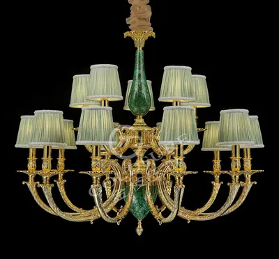 Đèn chùm cổ điển đồng màu vàng 24K, 15 bóng, Ø85 cm