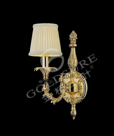 Đèn tường cổ điển đồng màu vàng 24K, 1 bóng