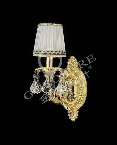 Đèn tường cổ điển đồng màu vàng 24K, 1 bóng, Ø11 cm
