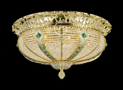 Đèn ốp trần cổ điển đồng màu vàng 24K, Ø51 cm