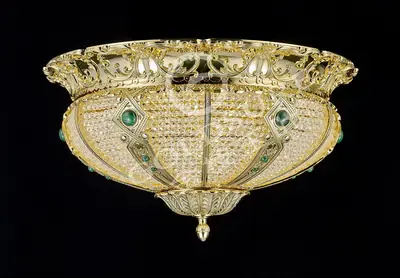 Đèn ốp trần cổ điển đồng màu vàng 24K, Ø62 cm
