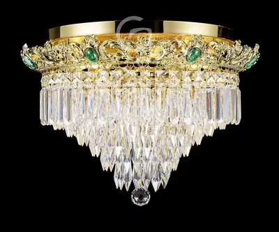 Đèn ốp trần cổ điển đồng màu vàng 24K, Ø51 cm