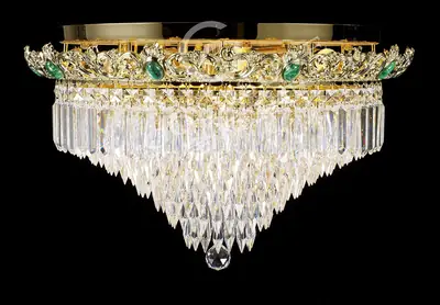 Đèn ốp trần cổ điển đồng màu vàng 24K, Ø62 cm