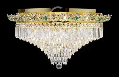Đèn ốp trần cổ điển đồng màu vàng 24K, Ø72 cm