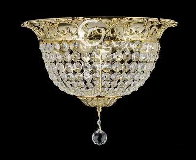 Đèn ốp trần cổ điển đồng màu vàng 24K, Ø40 cm