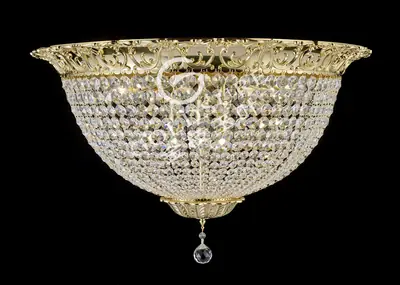 Đèn ốp trần cổ điển đồng màu vàng 24K, Ø62 cm