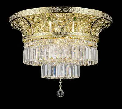 Đèn ốp trần cổ điển đồng màu vàng 24K, Ø60 cm