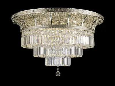 Đèn ốp trần cổ điển đồng màu bạc, Ø80 cm