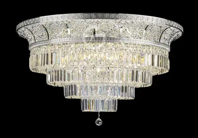 Đèn ốp trần cổ điển đồng màu bạc, Ø100 cm
