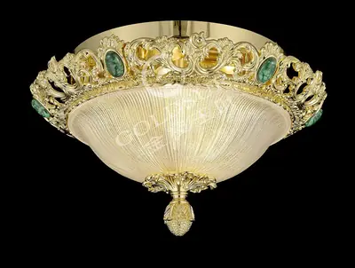 Đèn ốp trần cổ điển đồng màu vàng 24K, Ø40 cm