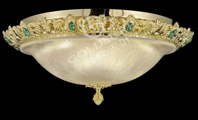 Đèn ốp trần cổ điển đồng màu vàng 24K, Ø62 cm
