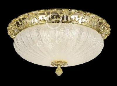 Đèn ốp trần cổ điển đồng màu vàng 24K, Ø62 cm