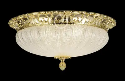Đèn ốp trần cổ điển đồng màu vàng 24K, Ø72 cm