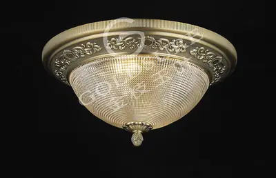 Đèn ốp trần cổ điển nhôm màu vàng cổ ánh xanh mờ, Ø42 cm