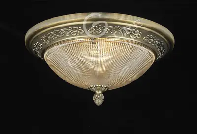 Đèn ốp trần cổ điển nhôm màu vàng cổ ánh xanh mờ, Ø54 cm