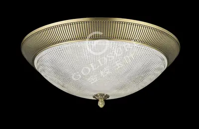 Đèn ốp trần cổ điển nhôm màu vàng cổ ánh xanh mờ, Ø64 cm