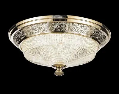Đèn ốp trần cổ điển nhôm màu mạ vàng, Ø40 cm