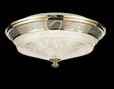 Đèn ốp trần cổ điển nhôm màu mạ vàng, Ø50 cm