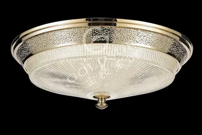 Đèn ốp trần cổ điển nhôm màu mạ vàng, Ø60 cm
