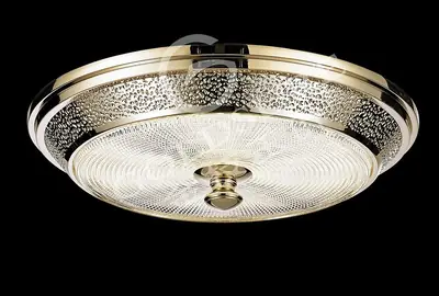 Đèn ốp trần cổ điển nhôm màu mạ vàng, Ø40 cm