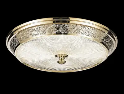 Đèn ốp trần cổ điển nhôm màu mạ vàng, Ø50 cm