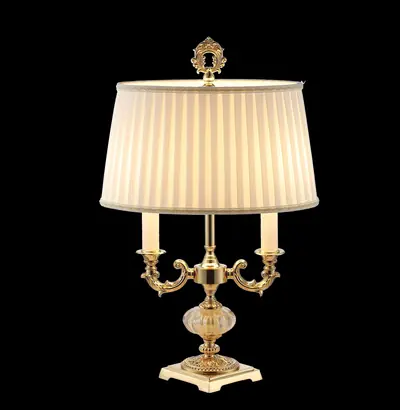 Đèn bàn cổ điển đồng màu vàng 24K, Ø36 cm