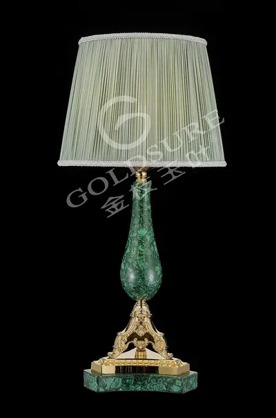 Đèn bàn cổ điển đồng màu vàng 24K, Ø32 cm