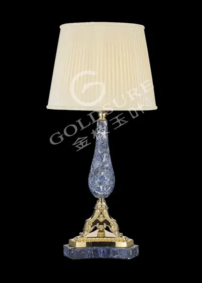 Đèn bàn cổ điển đồng màu vàng 24K, Ø32 cm