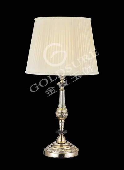 Đèn bàn cổ điển đồng màu vàng Hàn Quốc, Ø32 cm