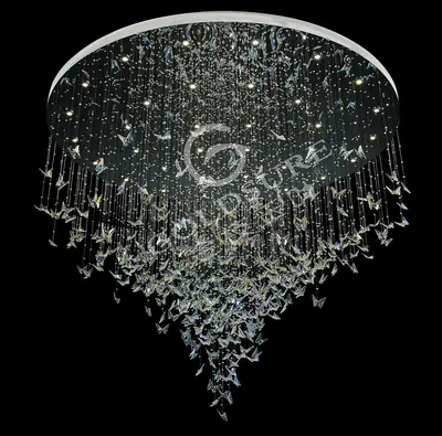 Đèn chùm tân cổ điển inox màu crom, Ø300 cm