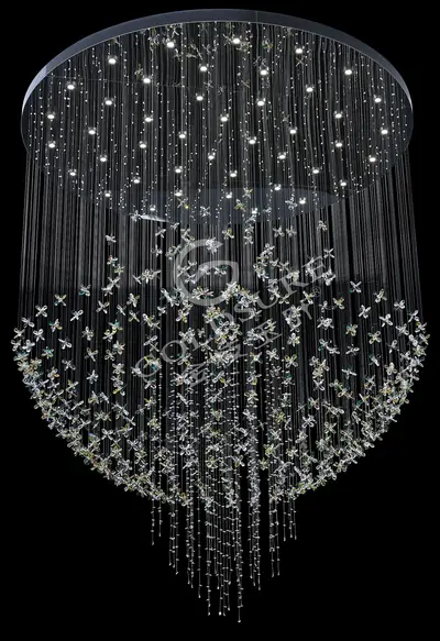 Đèn chùm tân cổ điển inox màu crom, Ø250 cm