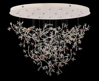 Đèn ốp trần tân cổ điển inox màu crom, Ø160 cm