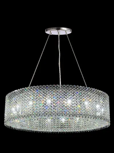 Đèn chùm tân cổ điển inox màu crom, Ø80 cm