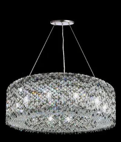 Đèn chùm tân cổ điển inox màu crom, Ø60 cm