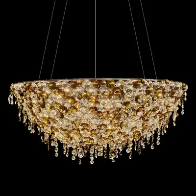 Đèn chùm tân cổ điển inox màu crom, Ø80 cm