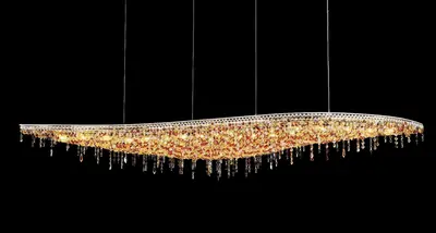 Đèn chùm tân cổ điển inox màu crom, Ø180 cm