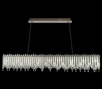 Đèn chùm tân cổ điển inox màu crom, Ø150 cm (dáng oval)